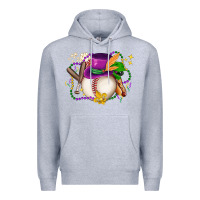 Heather Grey mardi gras baseball Premium Hoodie - LillyAllenDesigns