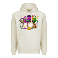 Oatmeal Heather mardi gras baseball Premium Hoodie - LillyAllenDesigns