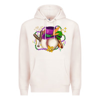 Pale Pink mardi gras baseball Premium Hoodie - LillyAllenDesigns