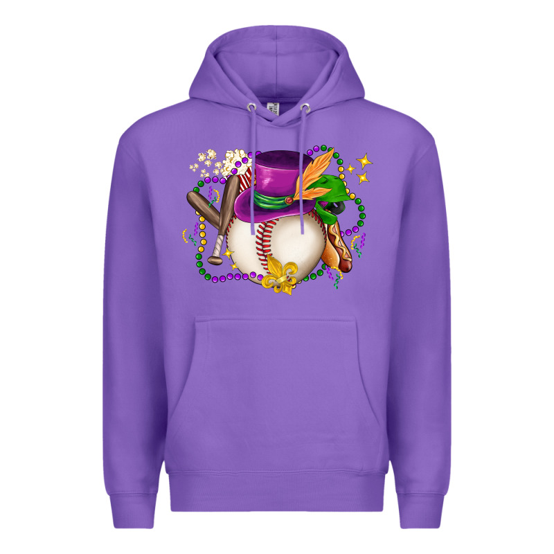 Mardi Gras Baseball Premium Hoodie by LillyAllenDesigns | Teevron