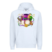 White mardi gras baseball Premium Hoodie - LillyAllenDesigns