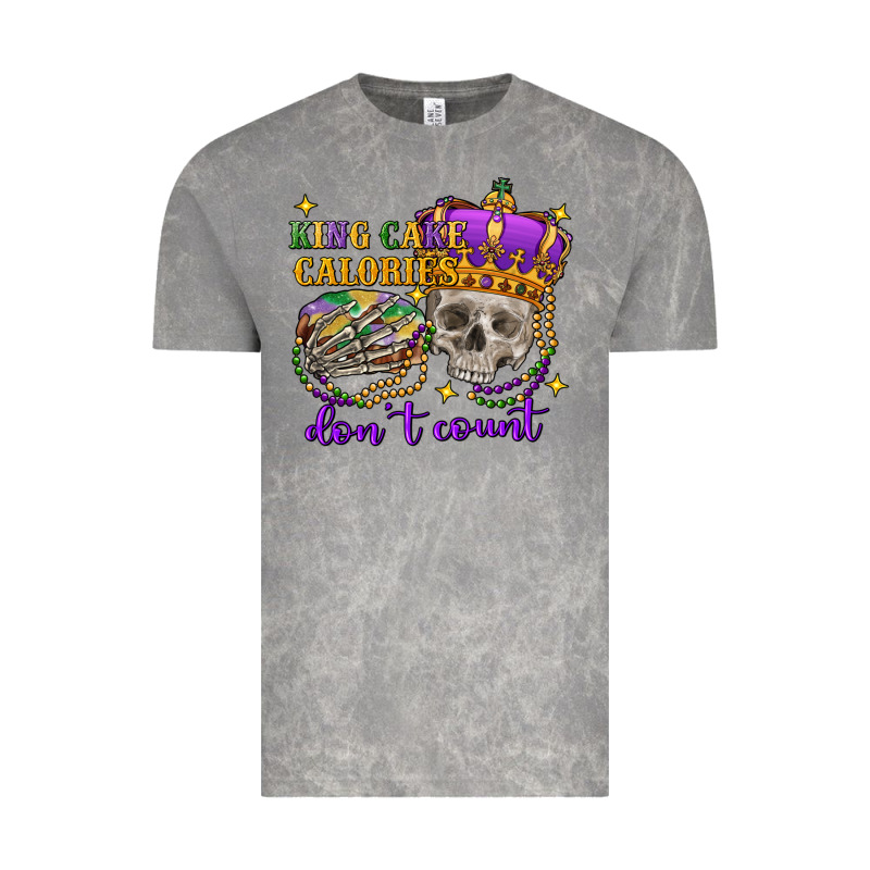 King Cake Calories Don't Count Skull Vintage Tee by FaDigitalArtStudio | Teevron