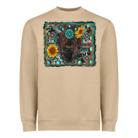 Mushroom american bison wıth sunflower and gemstone Heavyweight Sweatshirt - RanaPortraitStore
