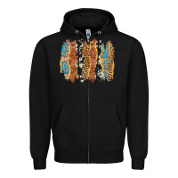 Black western brushstrokes Zipper Hoodie - AdoDesignShop