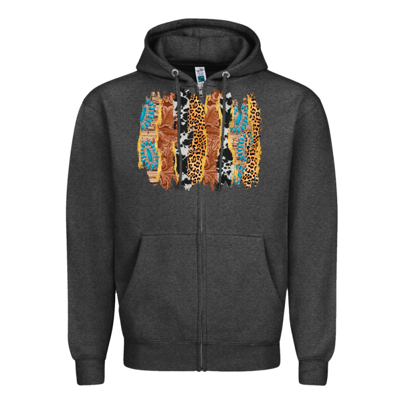 Western Brushstrokes Zipper Hoodie by AdoDesignShop | Teevron