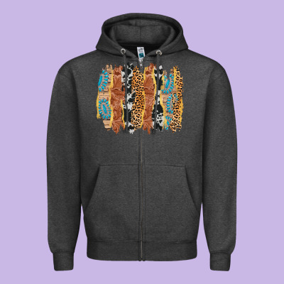 Western Brushstrokes Zipper Hoodie Designed By Adodesignshop