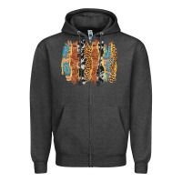 Charcoal Heather western brushstrokes Zipper Hoodie - AdoDesignShop