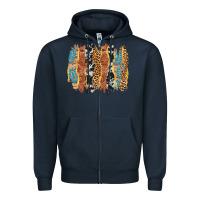Navy western brushstrokes Zipper Hoodie - AdoDesignShop