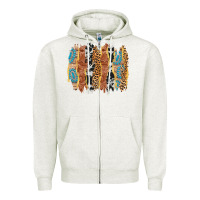 Oatmeal Heather western brushstrokes Zipper Hoodie - AdoDesignShop