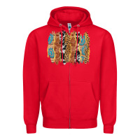 Red western brushstrokes Zipper Hoodie - AdoDesignShop