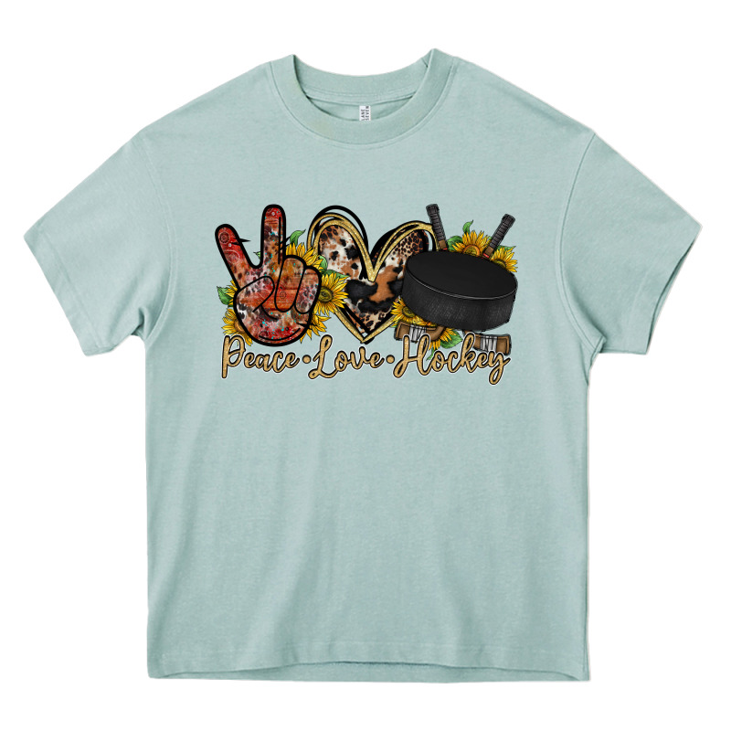 Peace Love Hockey Heavy Core Tee by RacoonDesign | Teevron