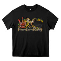 Black peace love hockey Heavy Core Tee - RacoonDesign