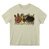 Mossy peace love hockey Heavy Core Tee - RacoonDesign