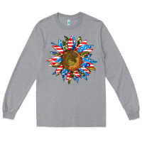Heather Grey sunflower front Long Sleeve Tee - AdoDesignShop