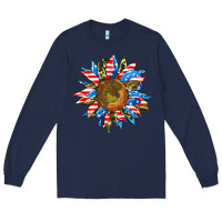 Navy sunflower front Long Sleeve Tee - AdoDesignShop