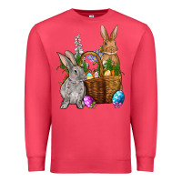 Cardinal Bunnys carrots eggs with basket Easter Premium Sweatshirt - NancyCooperArtShop