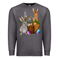 Charcoal Heather Bunnys carrots eggs with basket Easter Premium Sweatshirt - NancyCooperArtShop