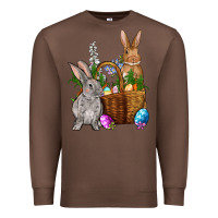 Chestnut Bunnys carrots eggs with basket Easter Premium Sweatshirt - NancyCooperArtShop