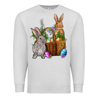 Dove Grey Bunnys carrots eggs with basket Easter Premium Sweatshirt - NancyCooperArtShop