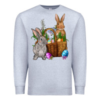 Heather Grey Bunnys carrots eggs with basket Easter Premium Sweatshirt - NancyCooperArtShop