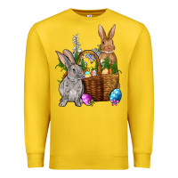 Lemon Bunnys carrots eggs with basket Easter Premium Sweatshirt - NancyCooperArtShop