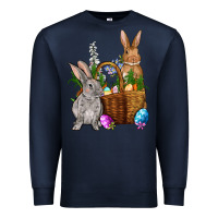 Navy Bunnys carrots eggs with basket Easter Premium Sweatshirt - NancyCooperArtShop