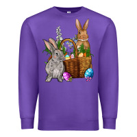Purple Bunnys carrots eggs with basket Easter Premium Sweatshirt - NancyCooperArtShop