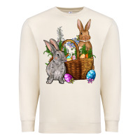 Sandshell Bunnys carrots eggs with basket Easter Premium Sweatshirt - NancyCooperArtShop