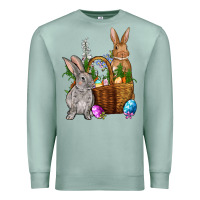 Seafoam Bunnys carrots eggs with basket Easter Premium Sweatshirt - NancyCooperArtShop