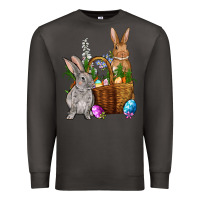 Smoke Bunnys carrots eggs with basket Easter Premium Sweatshirt - NancyCooperArtShop