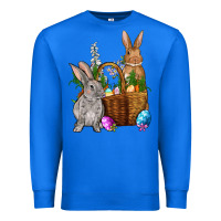 True Royal Bunnys carrots eggs with basket Easter Premium Sweatshirt - NancyCooperArtShop