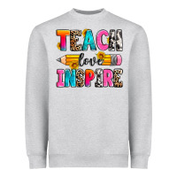 Heather Grey teach love inspire Heavyweight Sweatshirt - Zillion Design Studio