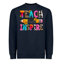 Navy teach love inspire Heavyweight Sweatshirt - Zillion Design Studio