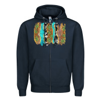 Navy western brushstrokes Zipper Hoodie - AdoDesignShop