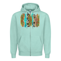 Seafoam western brushstrokes Zipper Hoodie - AdoDesignShop