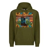 Army Green boot cactus sunflower gemstone Premium Hoodie - AdoDesignShop