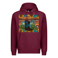 Burgundy boot cactus sunflower gemstone Premium Hoodie - AdoDesignShop
