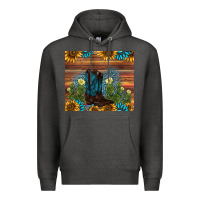 Charcoal Heather boot cactus sunflower gemstone Premium Hoodie - AdoDesignShop