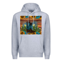 Heather Grey boot cactus sunflower gemstone Premium Hoodie - AdoDesignShop