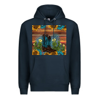 Navy boot cactus sunflower gemstone Premium Hoodie - AdoDesignShop