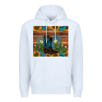 White boot cactus sunflower gemstone Premium Hoodie - AdoDesignShop