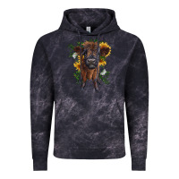 Cloud Black highland cow with sunflower Vintage Hoodie - RanaPortraitStore