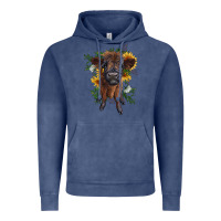 Vintage Denim highland cow with sunflower Vintage Hoodie - RanaPortraitStore