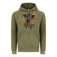 Vintage Olive highland cow with sunflower Vintage Hoodie - RanaPortraitStore