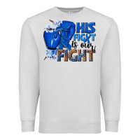 Dove Grey his fight is our fight colon cancer blue ribbon Premium Sweatshirt - NancyCooperArtShop
