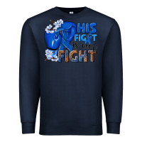 Navy his fight is our fight colon cancer blue ribbon Premium Sweatshirt - NancyCooperArtShop