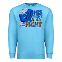 Ocean Blue his fight is our fight colon cancer blue ribbon Premium Sweatshirt - NancyCooperArtShop