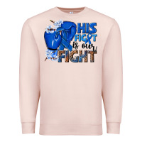 Pale Pink his fight is our fight colon cancer blue ribbon Premium Sweatshirt - NancyCooperArtShop