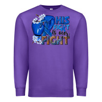 Purple his fight is our fight colon cancer blue ribbon Premium Sweatshirt - NancyCooperArtShop