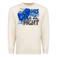 Sandshell his fight is our fight colon cancer blue ribbon Premium Sweatshirt - NancyCooperArtShop
